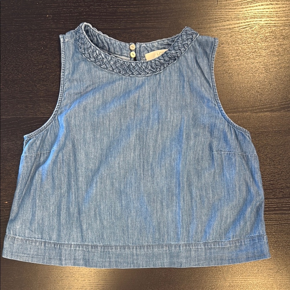 LOFT Chambray Braided Neck Sleeveless Denim Top